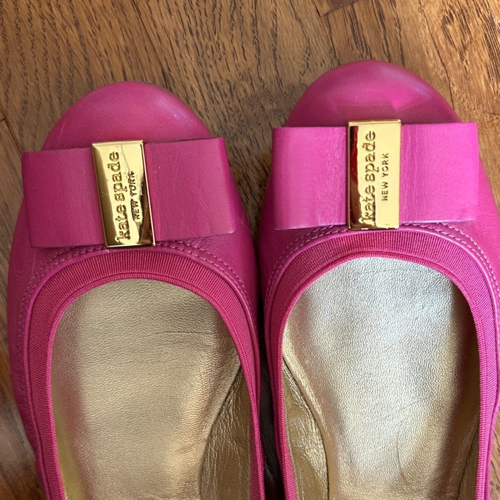 Kate Spade Pink Flats with Gold Accents
